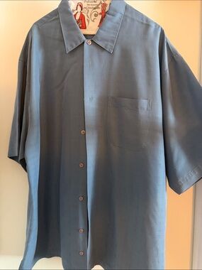 Haggar Men's Slate Blue Short-Sleeve Button Down Shirt - XL